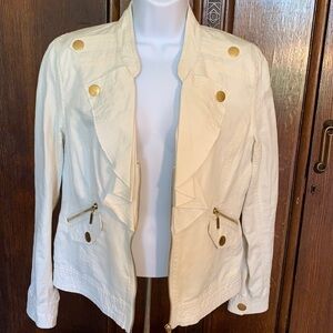 Linen Chaus Jacket with Ruffle Lapels